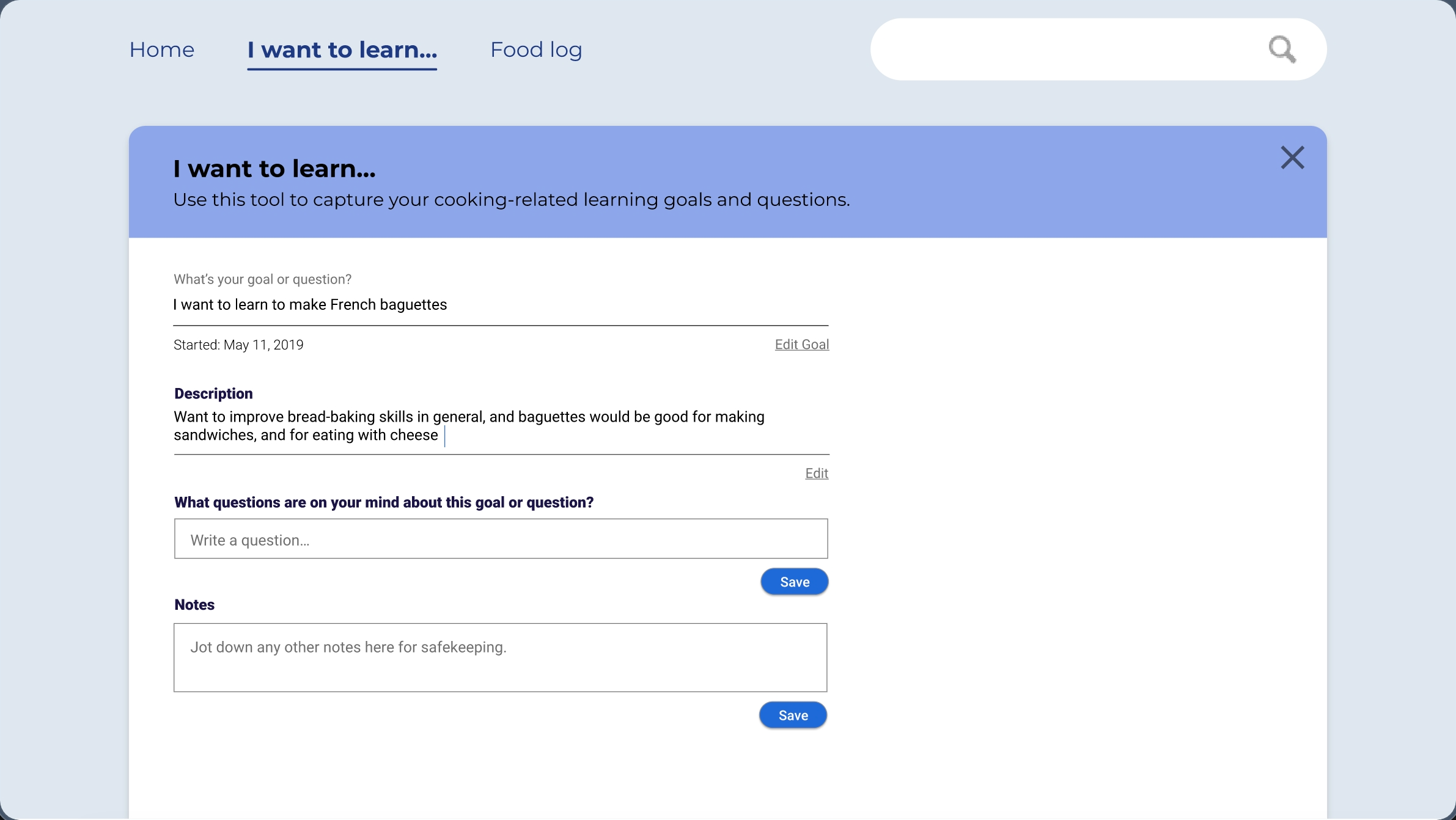 Frame 4: questions and notes fields appear
