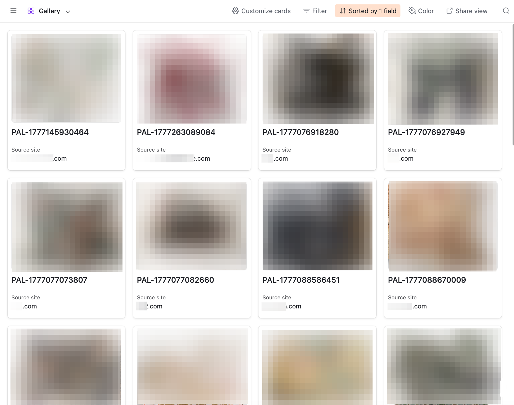 Palette Lab — gallery view of saved color palettes